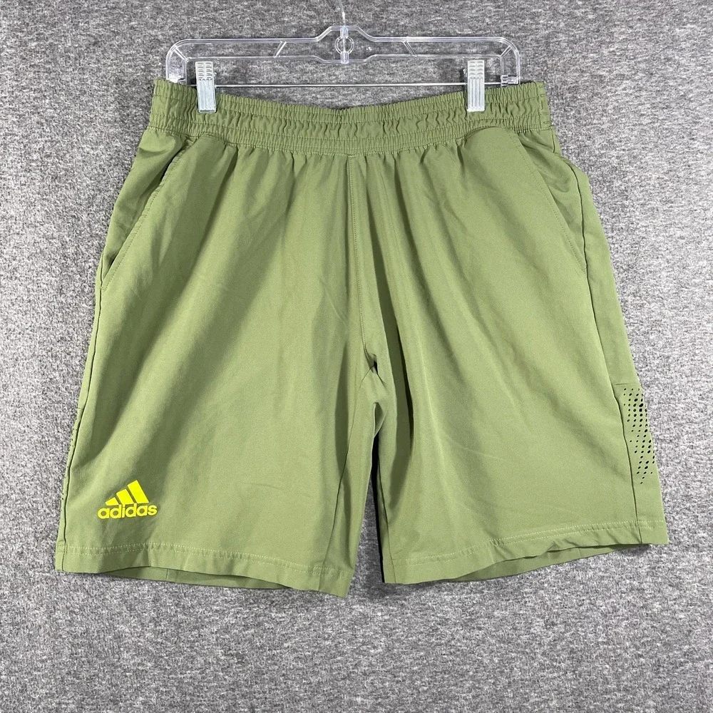 Adidas Shorts Mens Large Ergo Green Run Tennis Pickleball Soccer AEROREADY